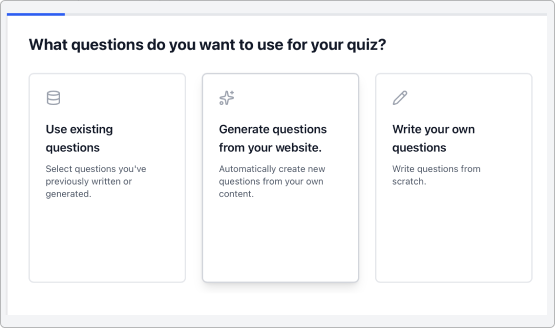 Quiz creation workflow in the Three Noodles publisher dashboard